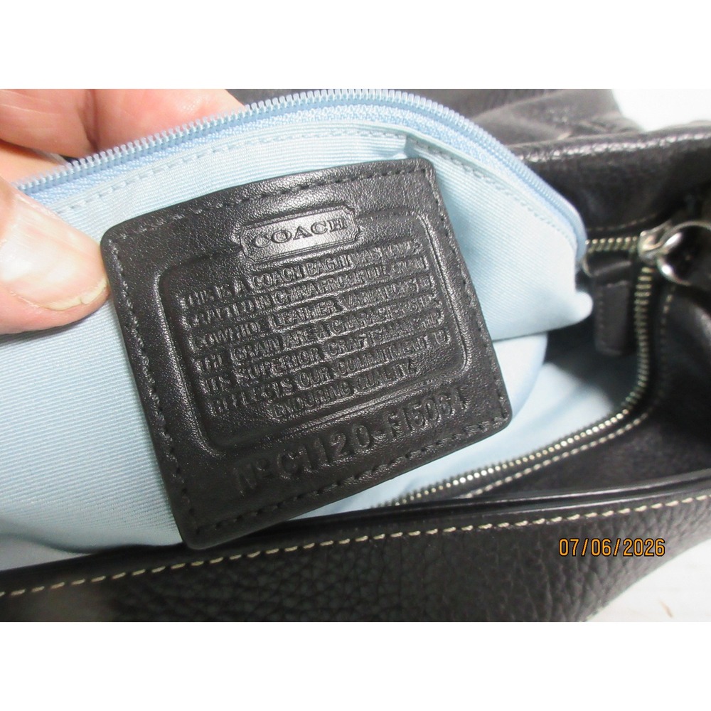 Coach Kristen Black Pebbled Leather Hobo Shoulder Bag F15064 - Picture 6 of 10